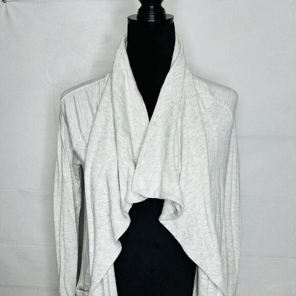 ATHLETA Pranayama Restore Wrap Open Cardigan Sweater Heather Gray Sz XXS - Picture 2 of 8